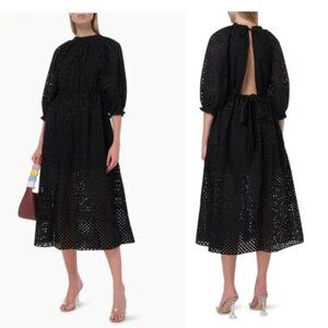 NWT Rhode | Amara Cutout Broderie-Anglaise Cotton Dress in Black